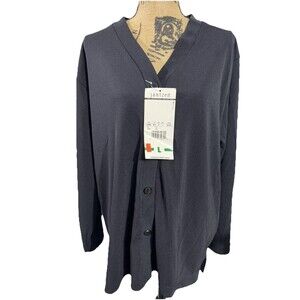 Jantzen Classics Vintage Black Button Front V-neck Button Jacket Shirt large